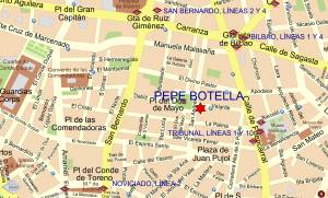 plano del cafe pepe botella